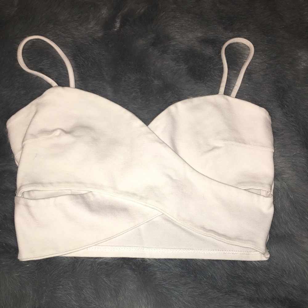 White crossed crop top